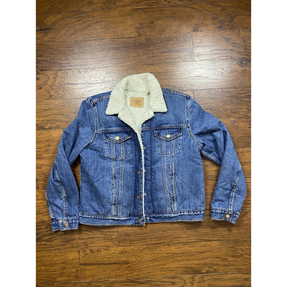 Levi's Sherpa Lined Trucker Jacket Mens XL Blue Denim Medium Button Up